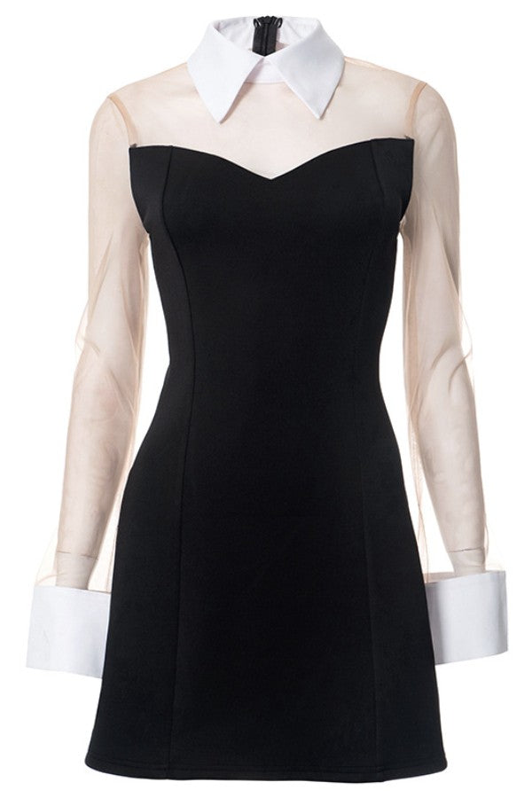 White Collared Black Dress